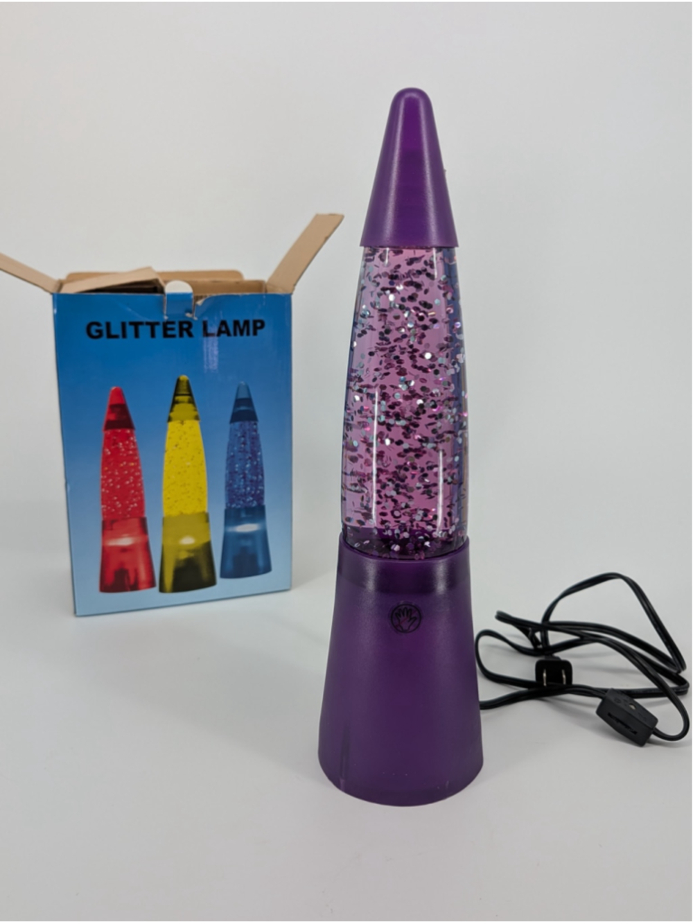 Oriental Trading Purple Glitter Motion Lamp 15.25” JU-8F Original Box Tested